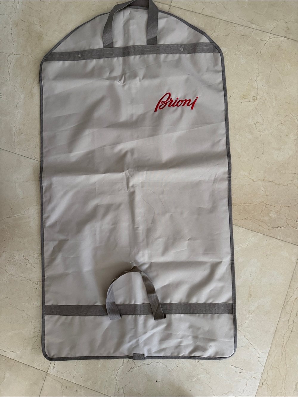 Brioni Light Gray and Red Suit Cover